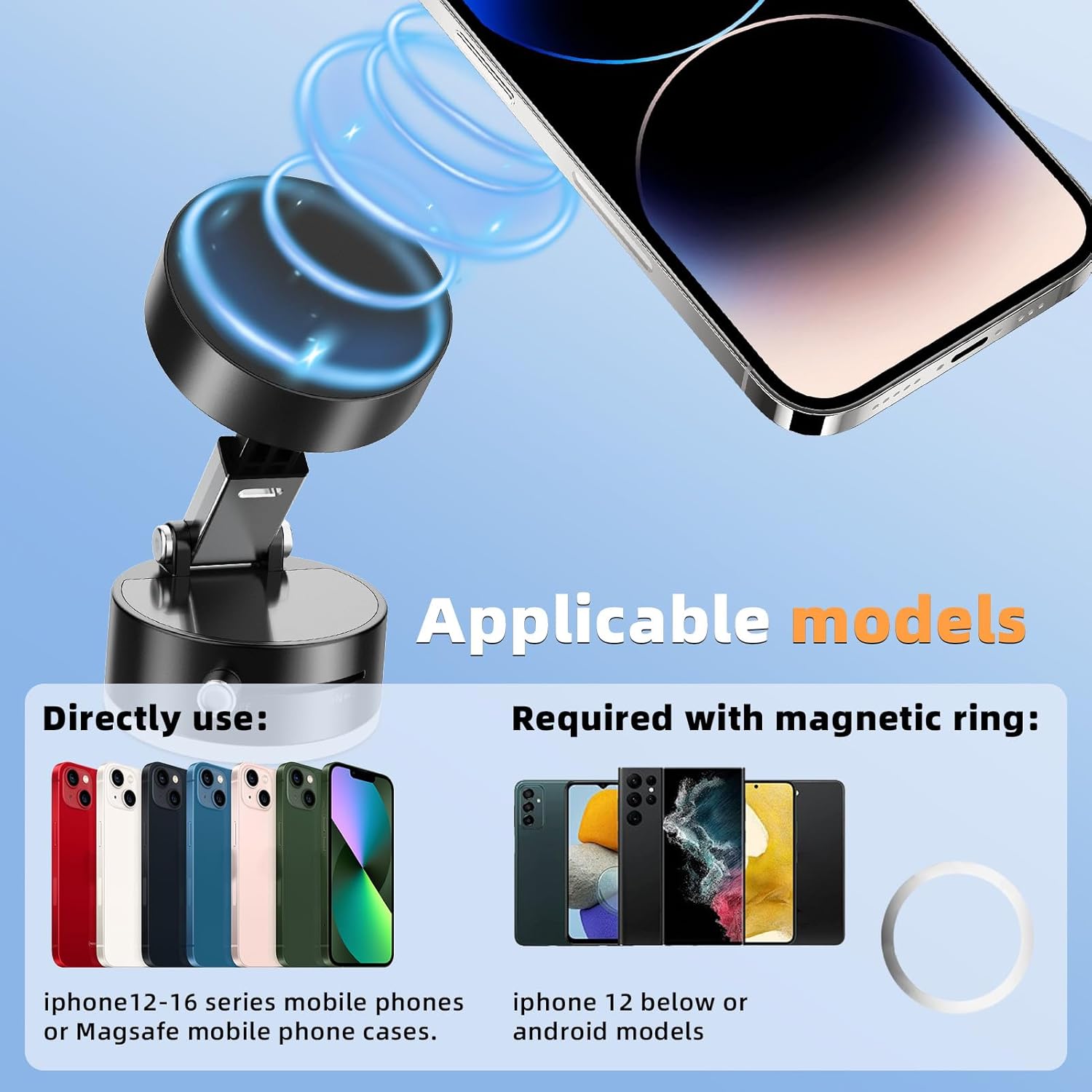 Stickoo: Magnetic Vacuum Suction Phone Holder with Adjustable Foldable Arm, Strong Mount for Car, Shower, Mirror & Smooth Surfaces