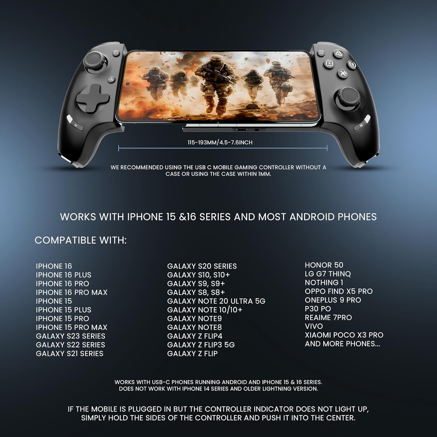 Nextech Klutch One Gamepad with iPhone 15 & Above/Android, XBOX, HID & Keymap Modes | Type C & Bluetooth Connectivity | Gaming Controller for Mobile, PC,Console | Mobile Gamepad & Mobile Controller