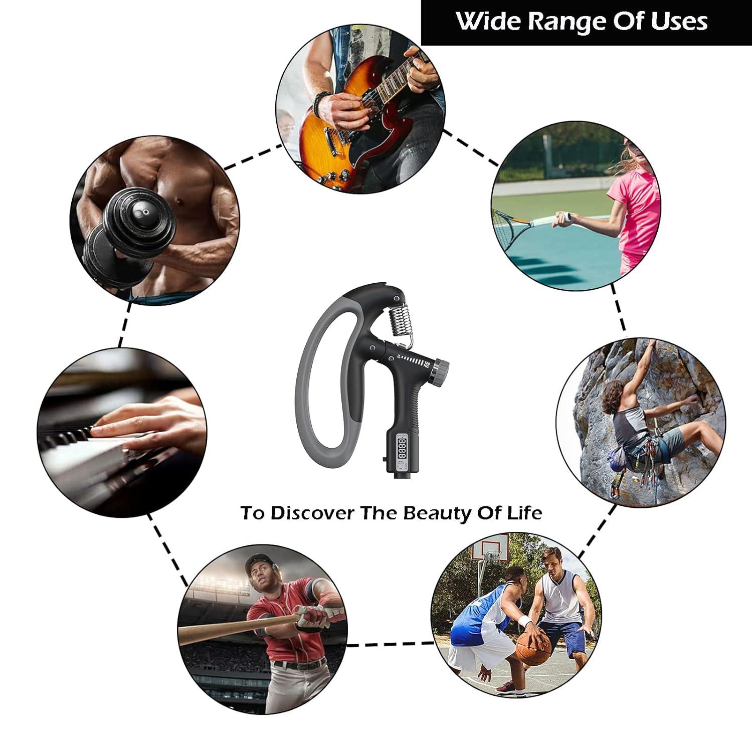 Grippy: Adjustable Hand Grip Strengthener with Built-In Counter, 10kg to 100kg Resistance Trainer for Wrist & Forearm Muscle Building