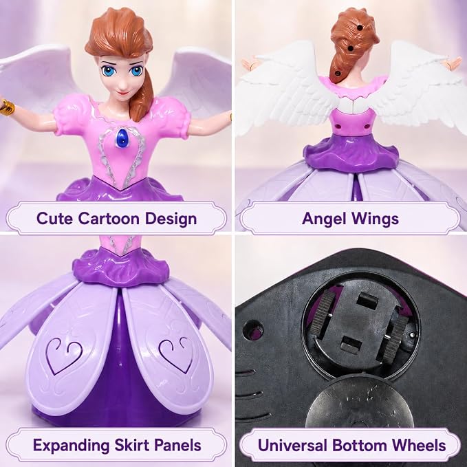 Angel: Musical Rotating Angel Girl Toy with Automatic Dancing Action, Colourful Flashing LED Lights & Music, Moving Doll Toy for Kids