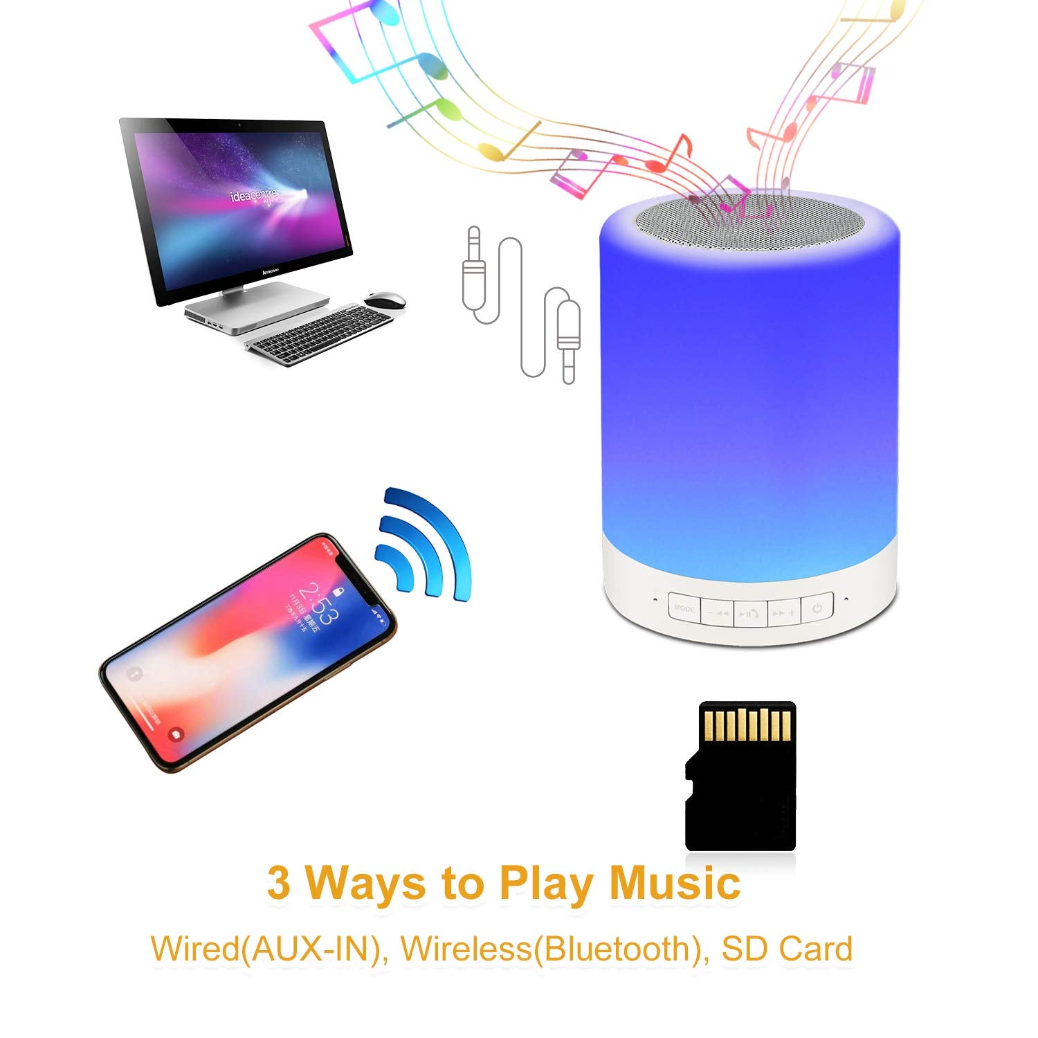 Zuno: Wireless Bluetooth Speaker Lamp with RGB Light – For Bedroom, Desk Setup & Gifting