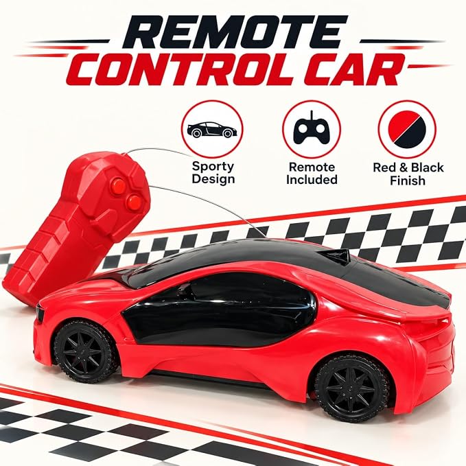 Turvo: Remote Control Sports Racing Car Toy with Wireless Controller, 4-Direction Steering, Rubber Treaded Wheels & Aerodynamic High-Speed Design for Kids