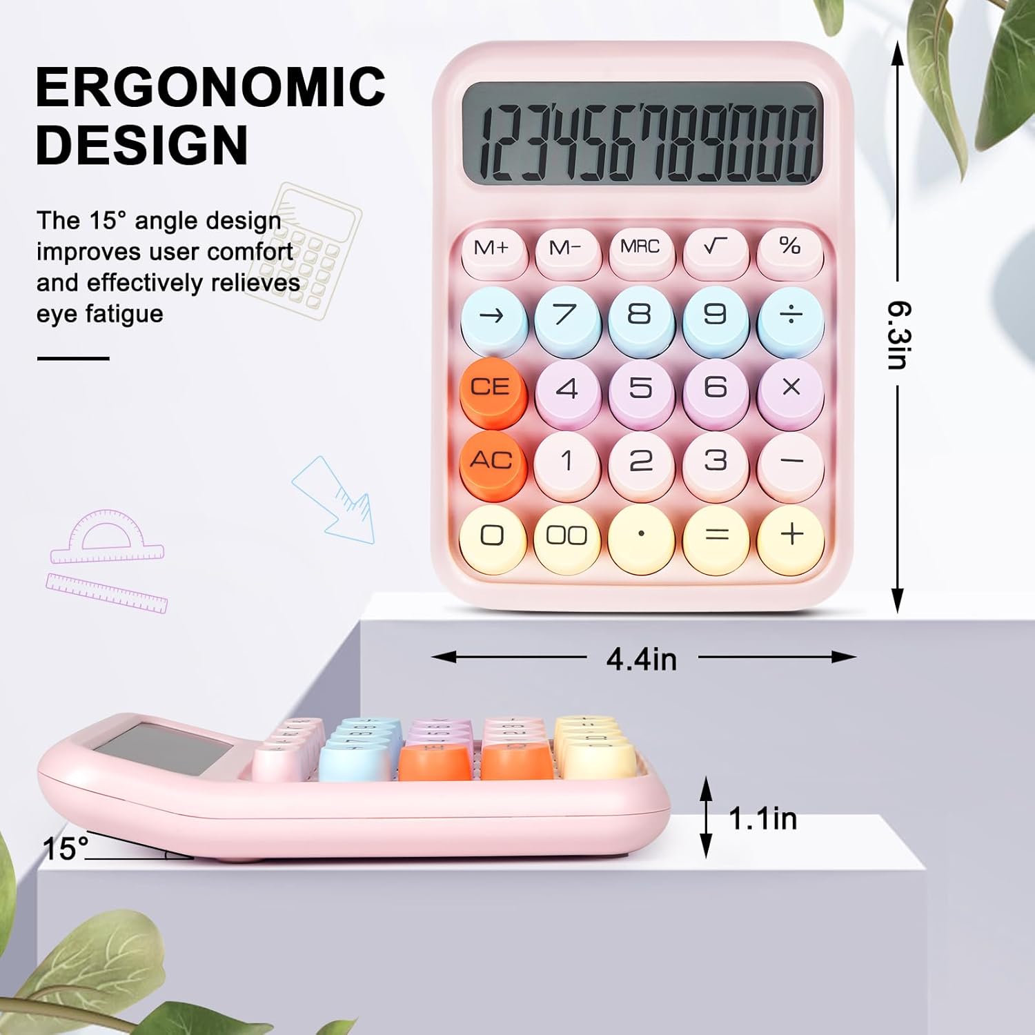 Pastel: Cute & Quirky Aesthetic Calculator with 12-Digit Display, Large Buttons & Pastel Color Design for Office & Students