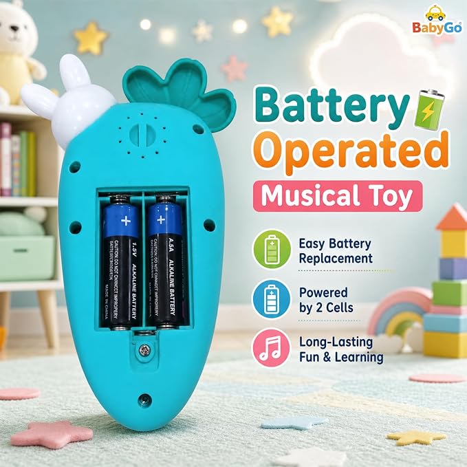 Rabi: Cute Rabbit-Shaped Pretend Play Toy Phone with 20 Musical Songs, Animal Sound Ringtones, Lights & Interactive Buttons for Kids & Toddlers