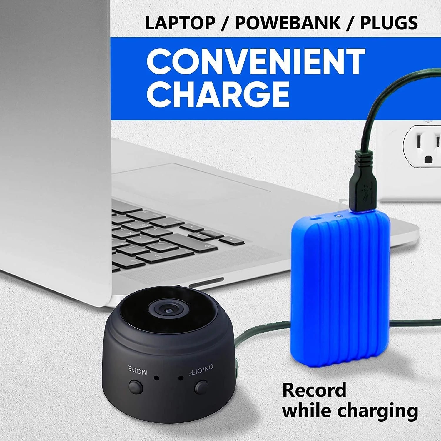 iSpy: Rechargeable Wi-Fi CCTV Live Camera with 1080P HD, Night Vision, Motion Detection & 128GB Storage Support