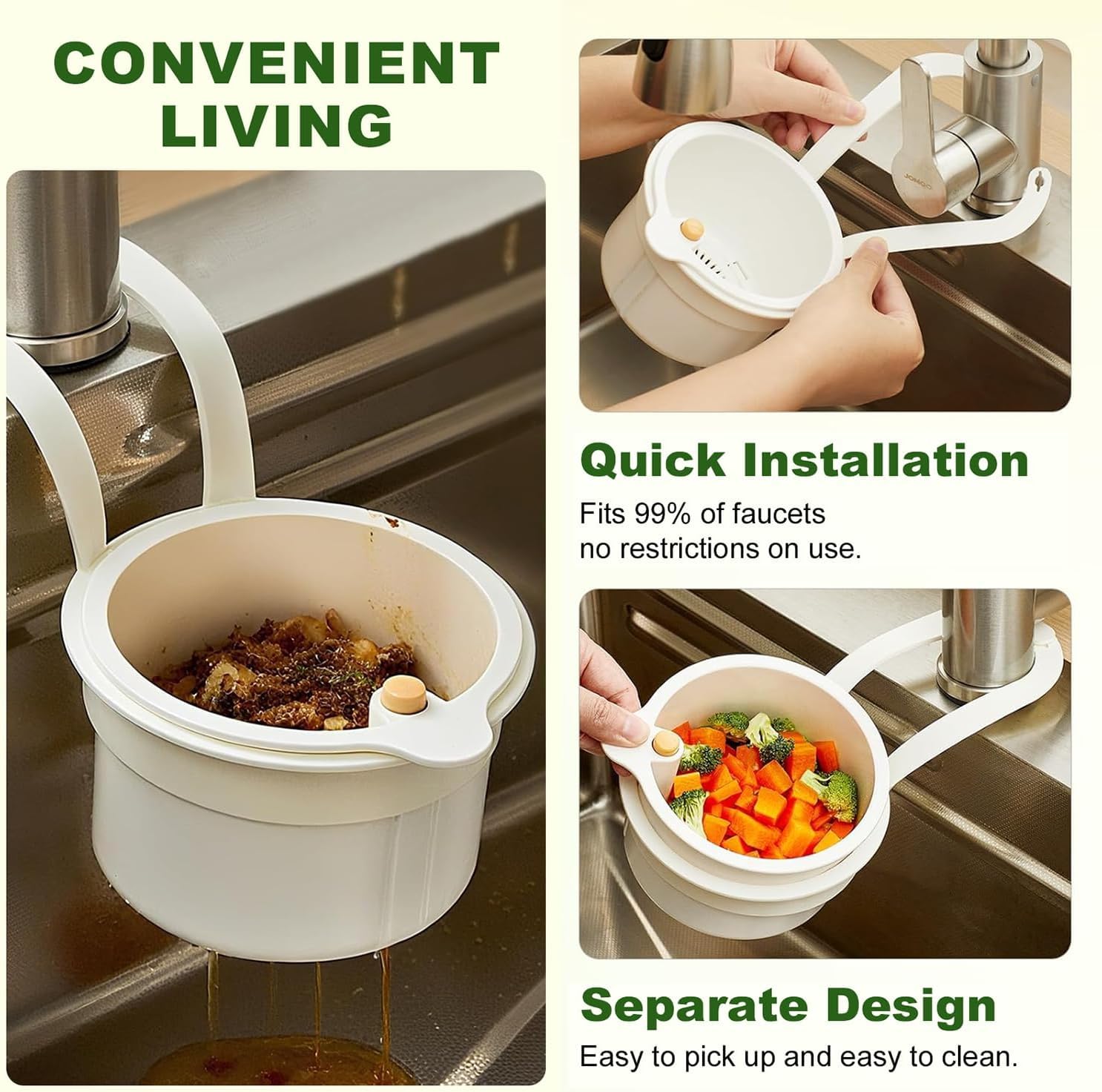 Sinko: Kitchen Sink Drain Basket & Food Waste Strainer with Detachable Hanging Design for Easy Cleaning