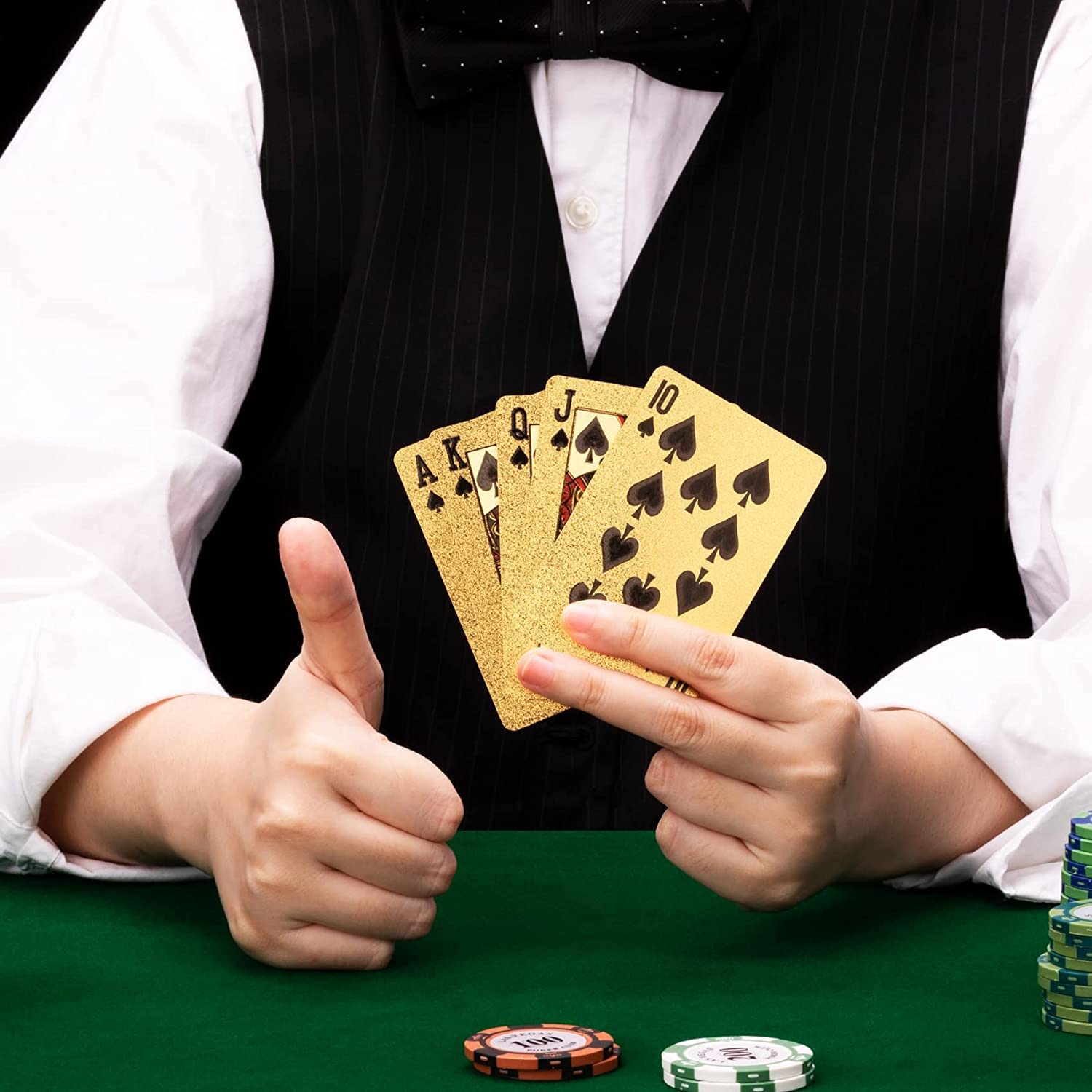 GoldFlex: Waterproof Gold Playing Cards with Flexible PVC Design for Poker, Party Games & Durable Play