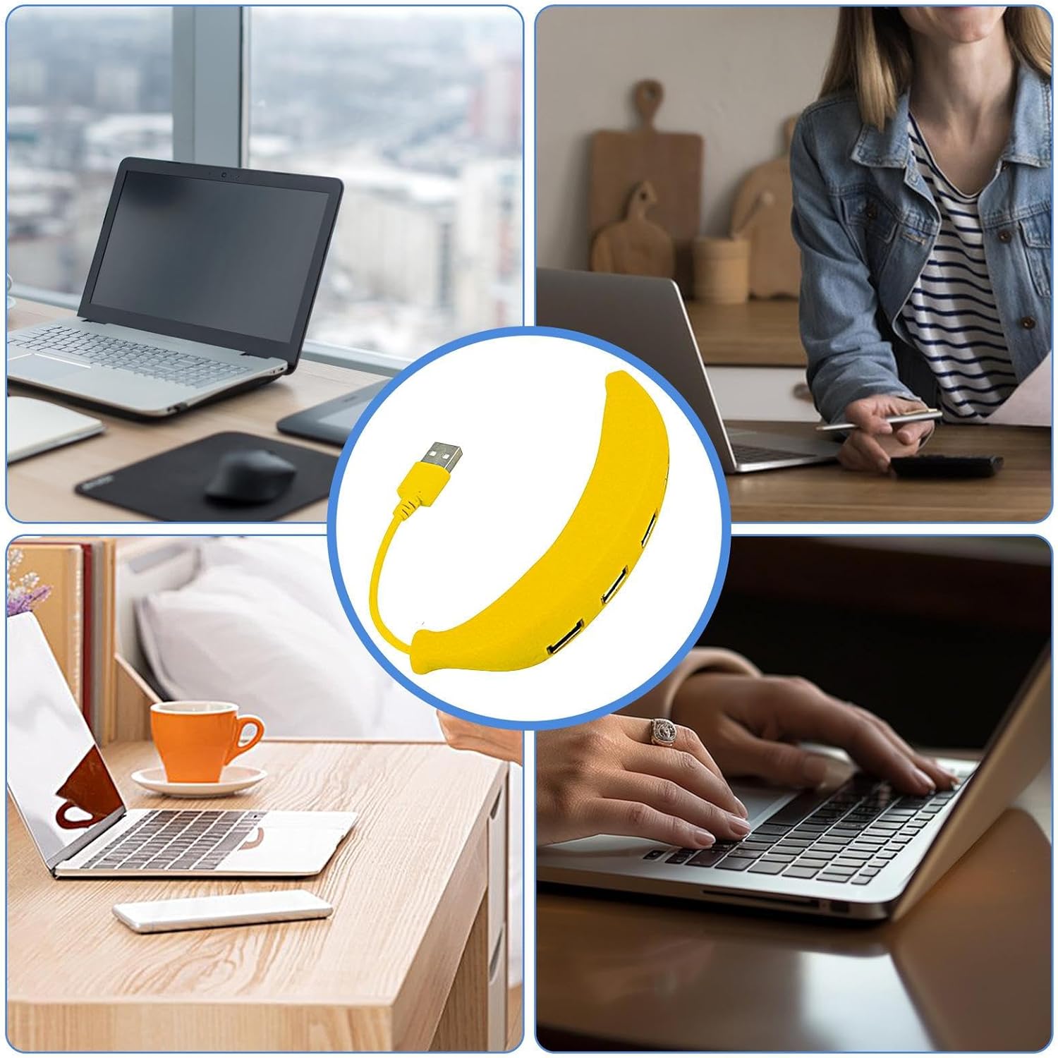 BananaHub: Quirky 4-Port USB 2.0 Hub with Cute Design, Sturdy Build Quality, Plug & Play, Compatible with Laptop, PC & Mac