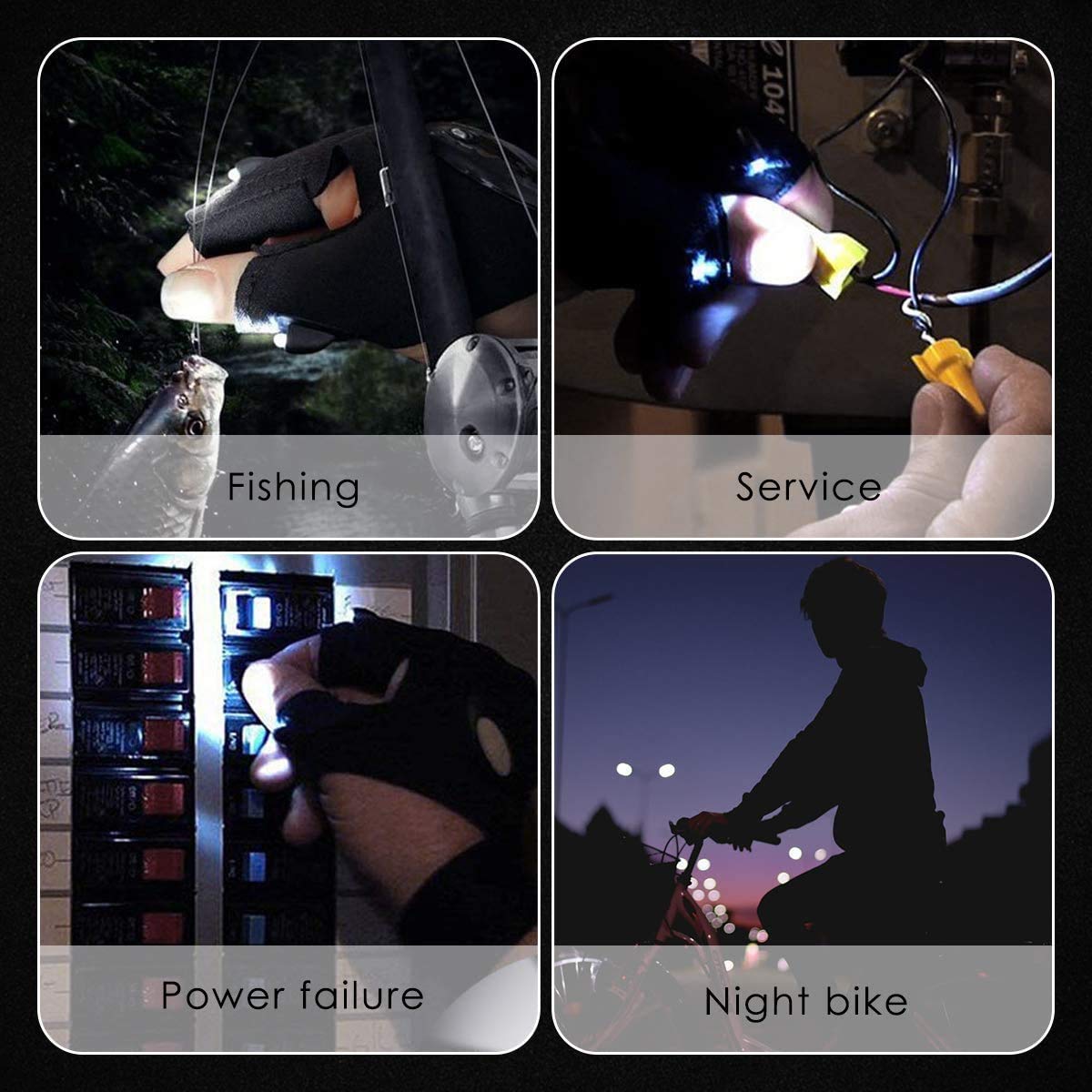Handy: LED Flashlight Gloves with Fingerless Design for DIY Repairs, Hunting, Hiking & Outdoor Adventures