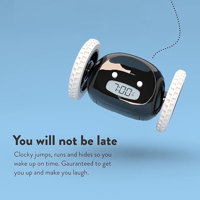 Clocky: The Runaway Alarm Clock – Fun & Cute Rolling Alarm for Heavy Sleepers with Loud Snooze & LED Display
