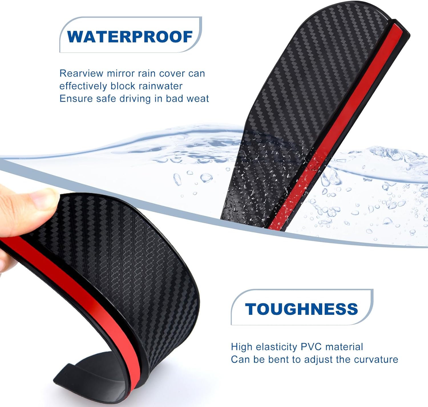 Shadow: Waterproof Car Side Mirror Rain Visor Guards for Better Driving Visibility, Universal Mirror Eyebrow Protectors for Cars & SUVs