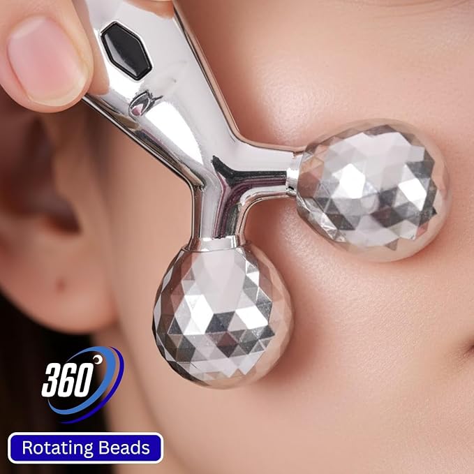 Liora: Manual 3D Face & Body Massage Roller with 360° Rotating Heads for Facial Massage, Jawline, Neck & Full Body Relaxation, Portable Skin Care Massager