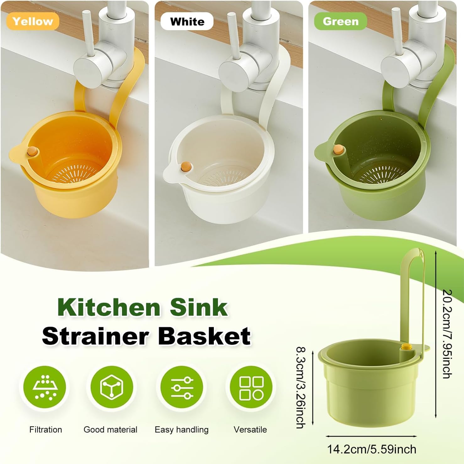 Sinko: Kitchen Sink Drain Basket & Food Waste Strainer with Detachable Hanging Design for Easy Cleaning