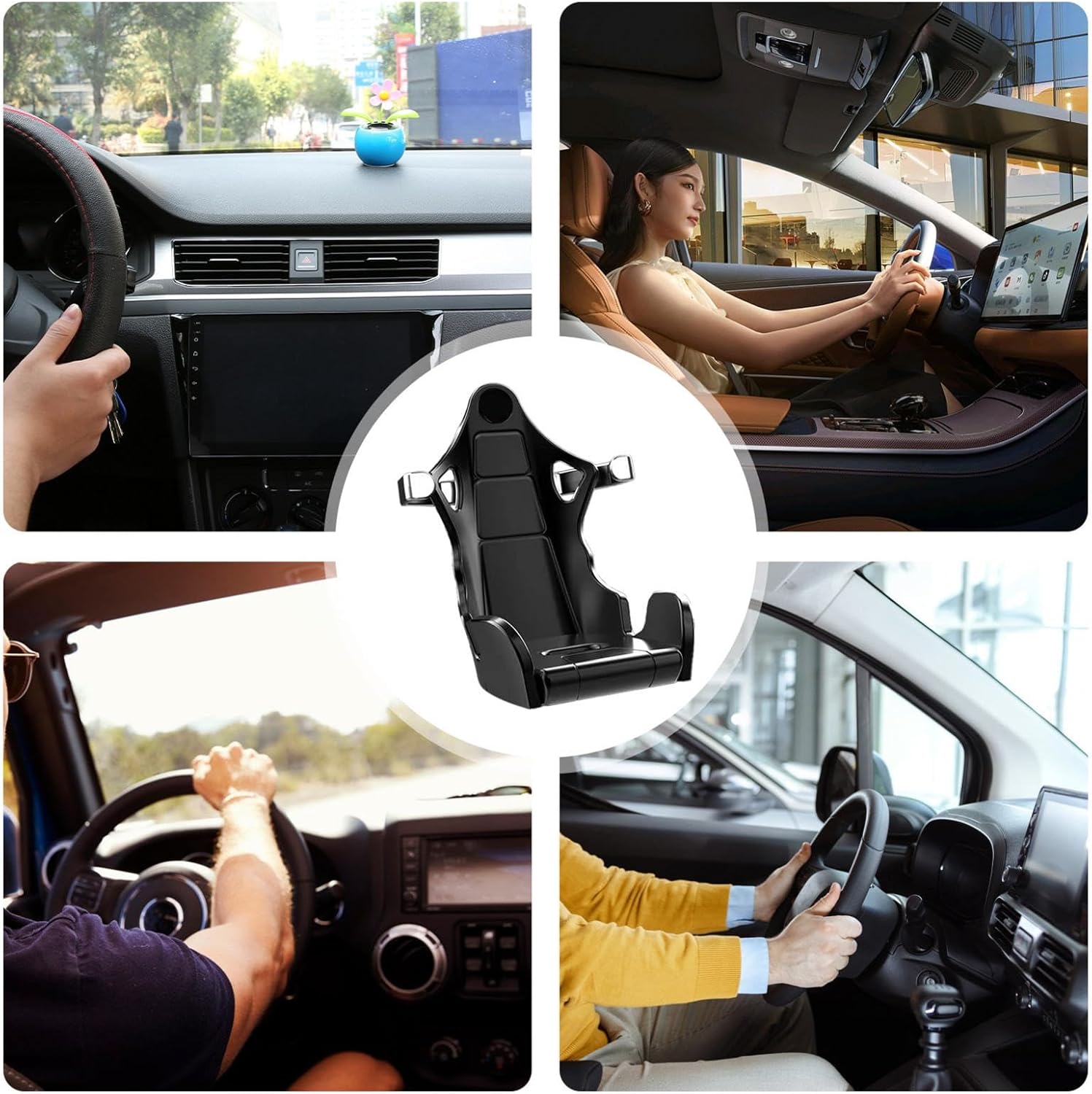 SeatRacer: Racing Seat-Inspired Phone Holder for Desk, Car Vent & Gaming Setup, Hands-Free Mount with Sporty Simulator Design