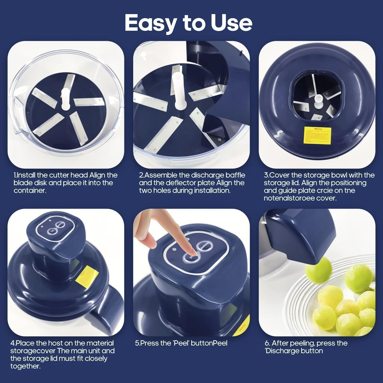 Peelio: Electric Fruit & Garlic Peeler with Automatic Rotating Blade System, Rechargeable Kitchen Peeling Machine with 5-Blade Design for Potatoes, Garlic & Other Vegetables