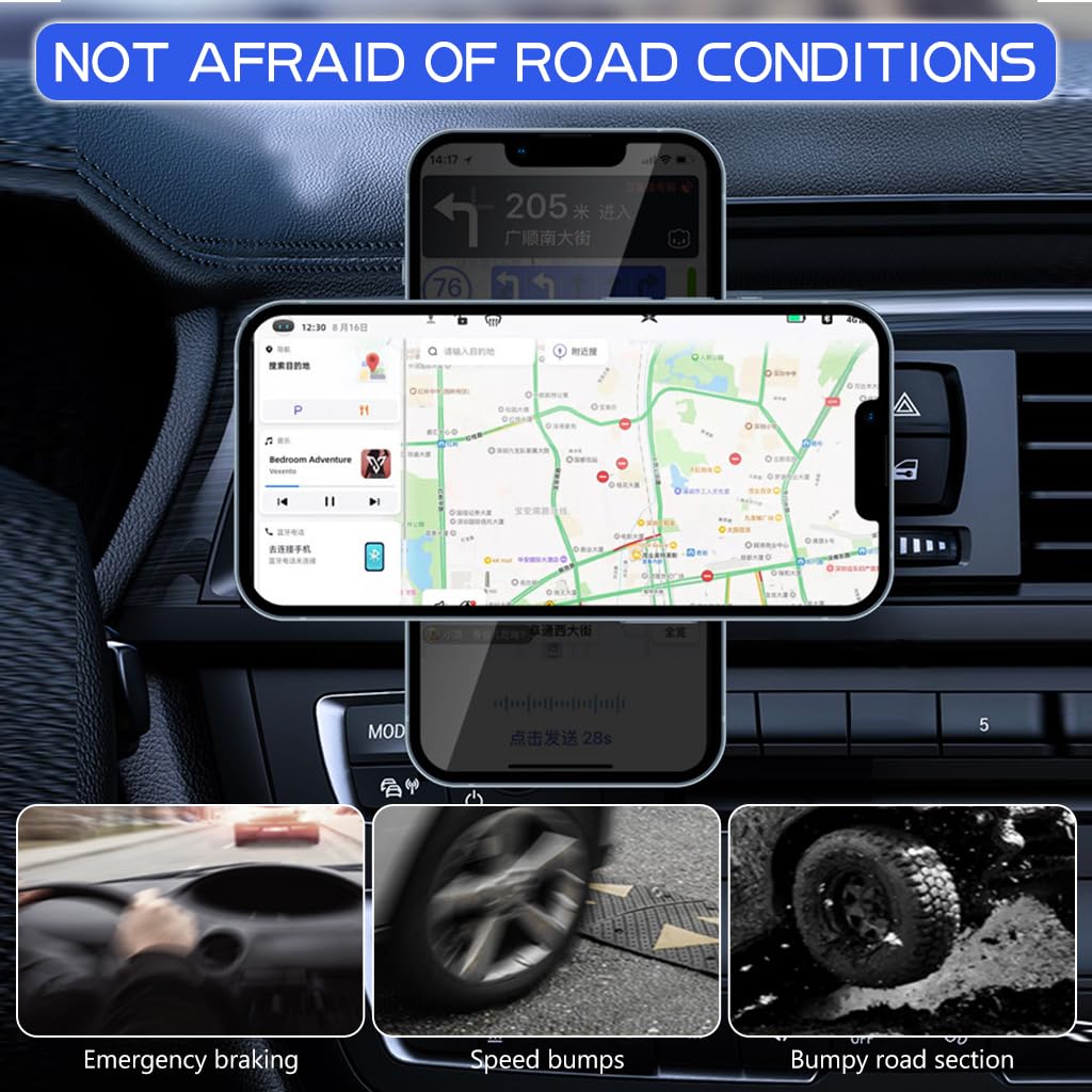 Pulse: MagSafe Car Wireless Charger with Sound-Reactive Ambient Lights & 2-in-1 Phone Mount for Hands-Free Charging