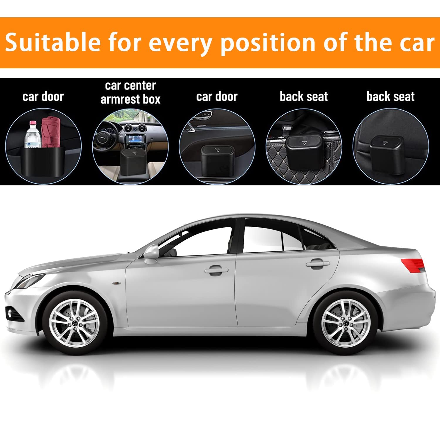 Trashify: Compact Car Push Trash Can with Auto Lid Close Leak-Proof Design & Door Hook Mini Dustbin for Mess-Free Travel