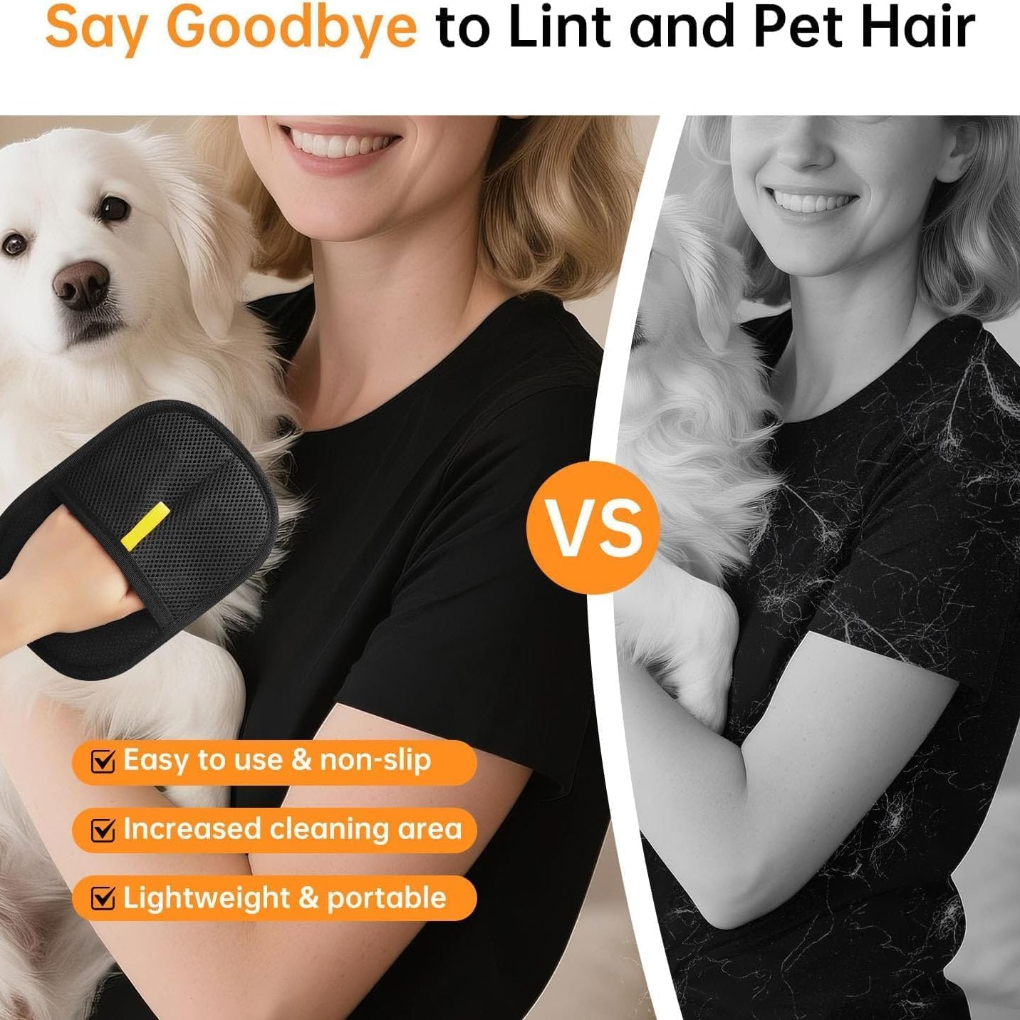 FurFree: Pack of 2 Reusable Electrostatic Pet Hair Removal Glove for Furniture, Carpets, Clothing & Car Seats