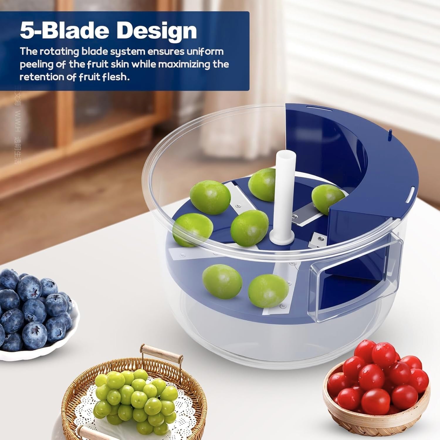 Peelio: Electric Fruit & Garlic Peeler with Automatic Rotating Blade System, Rechargeable Kitchen Peeling Machine with 5-Blade Design for Potatoes, Garlic & Other Vegetables