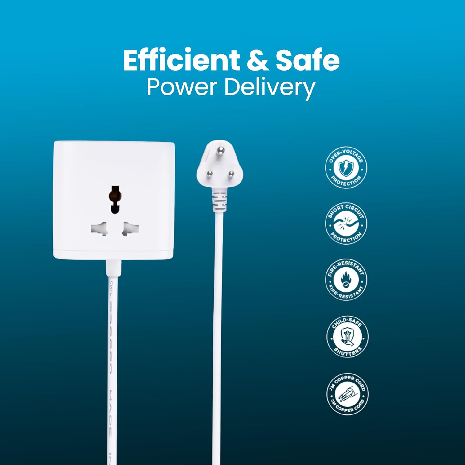 Nextech 20W Cube 20 High Speed Smart Desktop Charger with 2M Copper Cable, Type C PD Port, 2 USB Mach Port, 3 AC Power Socket, Compatible with Laptop,Smartphones,iPhones,Tablet,Power Bank(White)