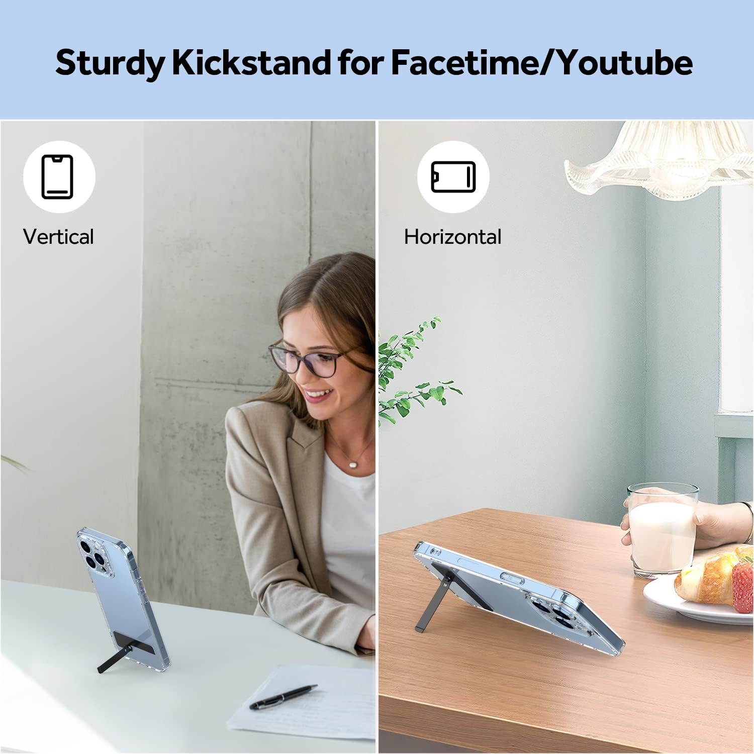 Clivo: Ultra-Slim Foldable Metal Phone Kickstand with Adjustable Viewing Angles, Vertical & Horizontal Mobile Stand for Smartphones