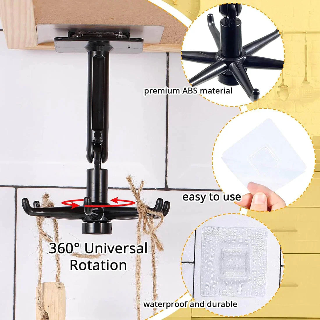 SpinHook: 360° Rotating Hook for Kitchen Organization (Pack of 2)