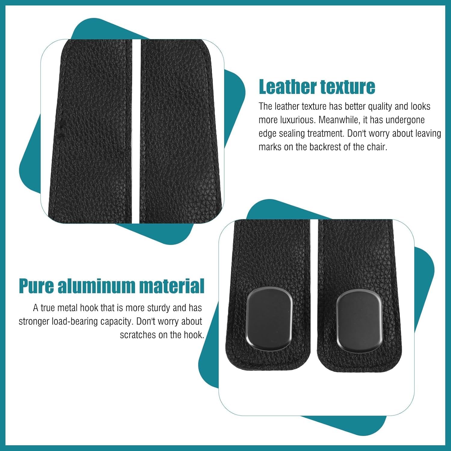 Hooksy: Universal Leather Car Headrest Hooks, Car Seat Back Organizer Hanger for Handbags, Purses, Shopping Bags, Backpacks & Accessories (Pack of 2)