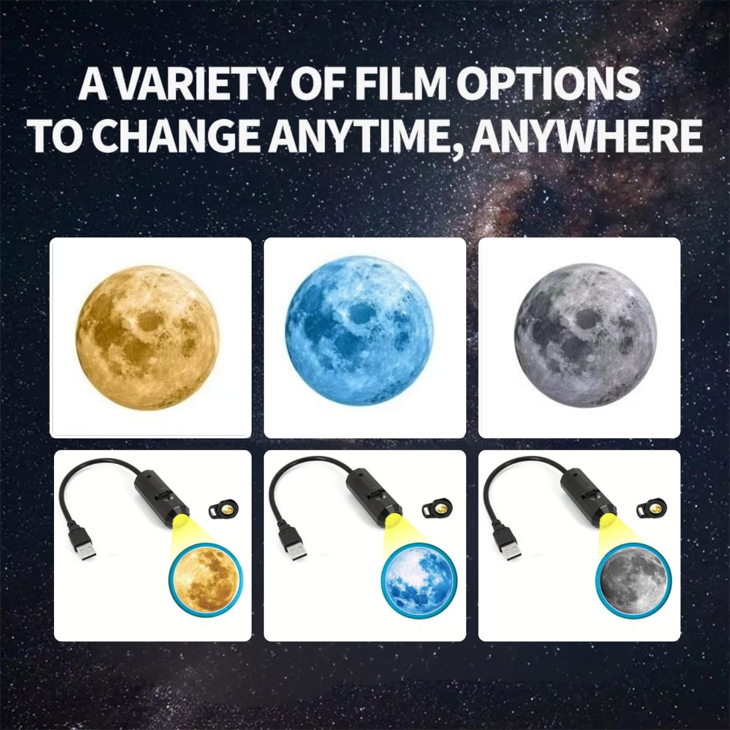 Cosma: Wireless LED Star Projector with Rotating Galaxy Light, 3 Projection Discs & USB Power for Ambient Room Decor