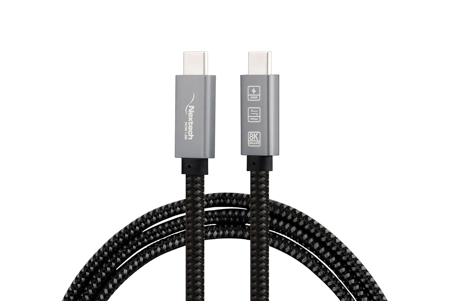 Nextech USB-C to USB-C Thunderbolt 4 / USB4 Cable 240W PD, 40Gbps Data Transfer, 8K@60Hz Video Support, E-Marker Smart Chip, Type-C Fast Charging Cable for MacBook, iPhone, iPad, Galaxy, Laptops & SSD