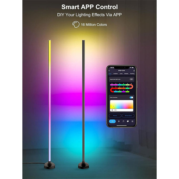 VibeCorner: Smart RGBW Corner Floor Lamp with App & Remote Control, Music Sync, Timer & 16M DIY Colors