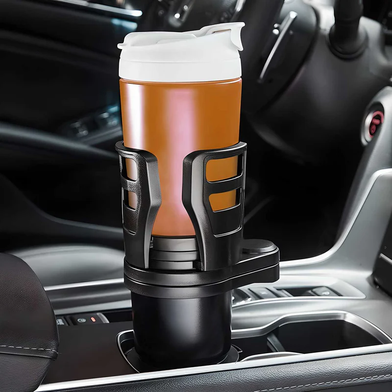 DuoHold: 2-in-1 Car Cup Holder Expander with 360° Rotation & Adjustable Dual Cup Slots for Large Drinks & Travel Convenience