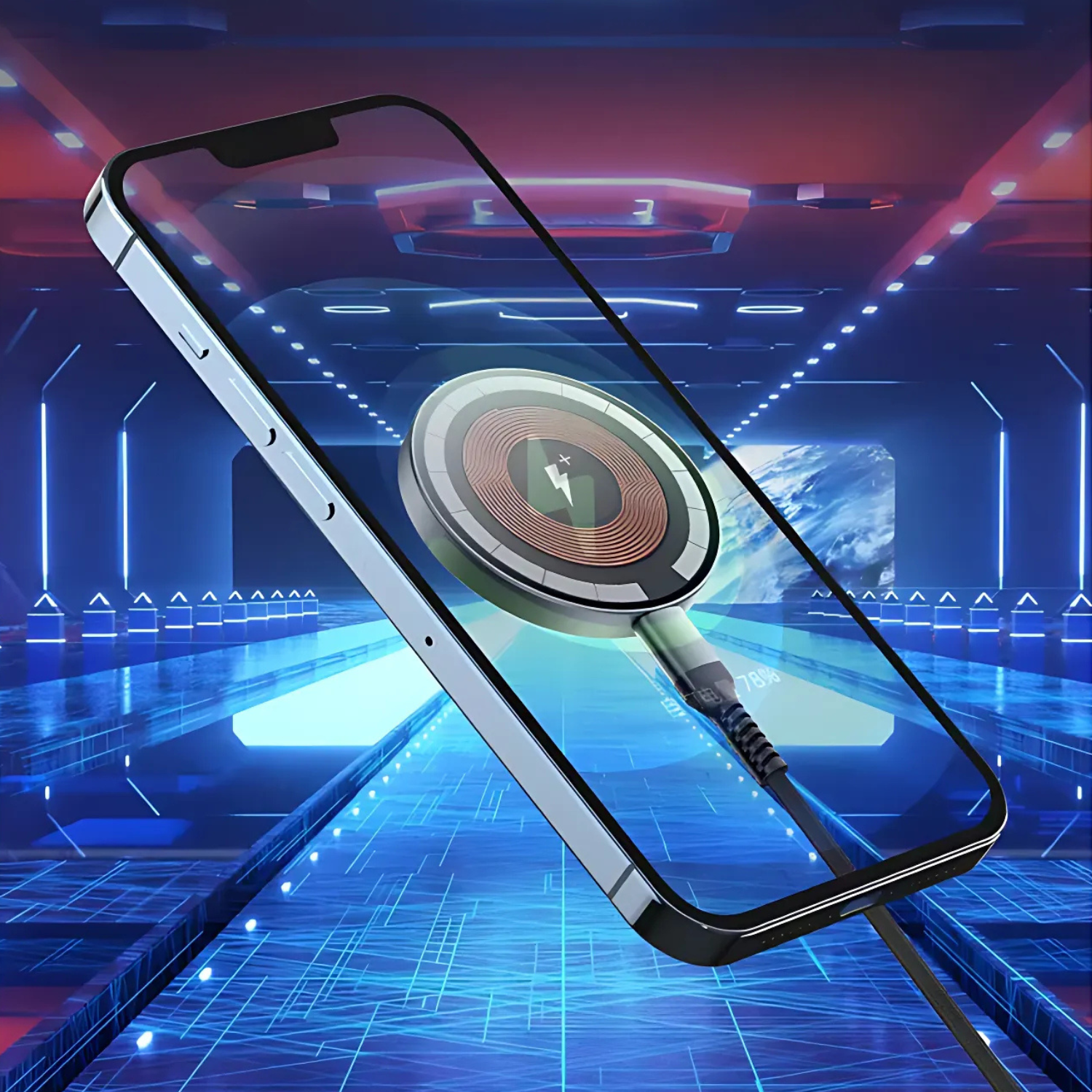 SlimQi: Super Slim Wireless Charging Pad Fast Qi Wireless Charger with Super Strong Magnets, Tempered Glass & Futuristic Design