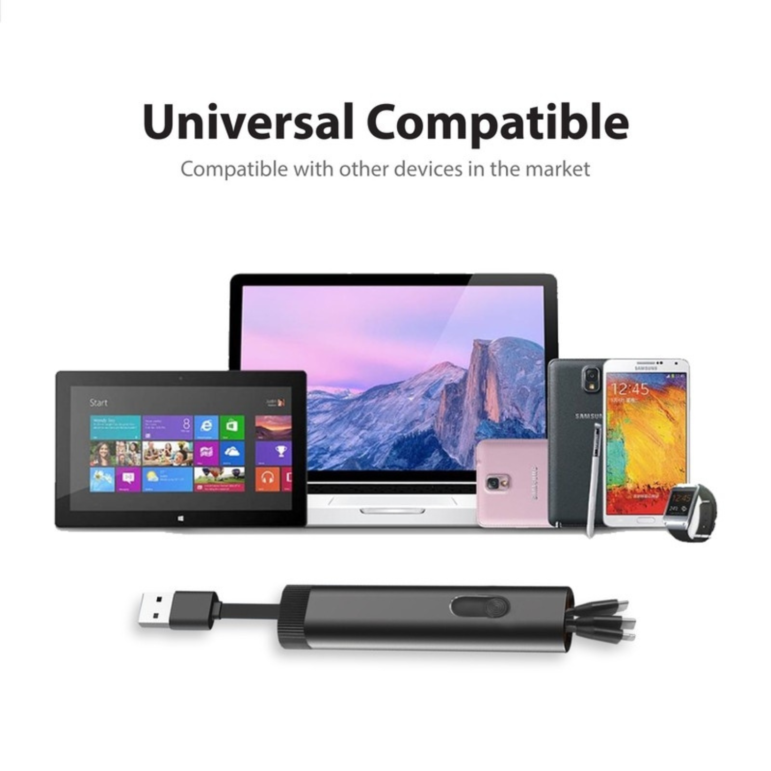 SnapTrio: Retractable 3-in-1 USB Charging Cable with Type-C & Micro-USB, Fast Charging, Tangle-Free Design