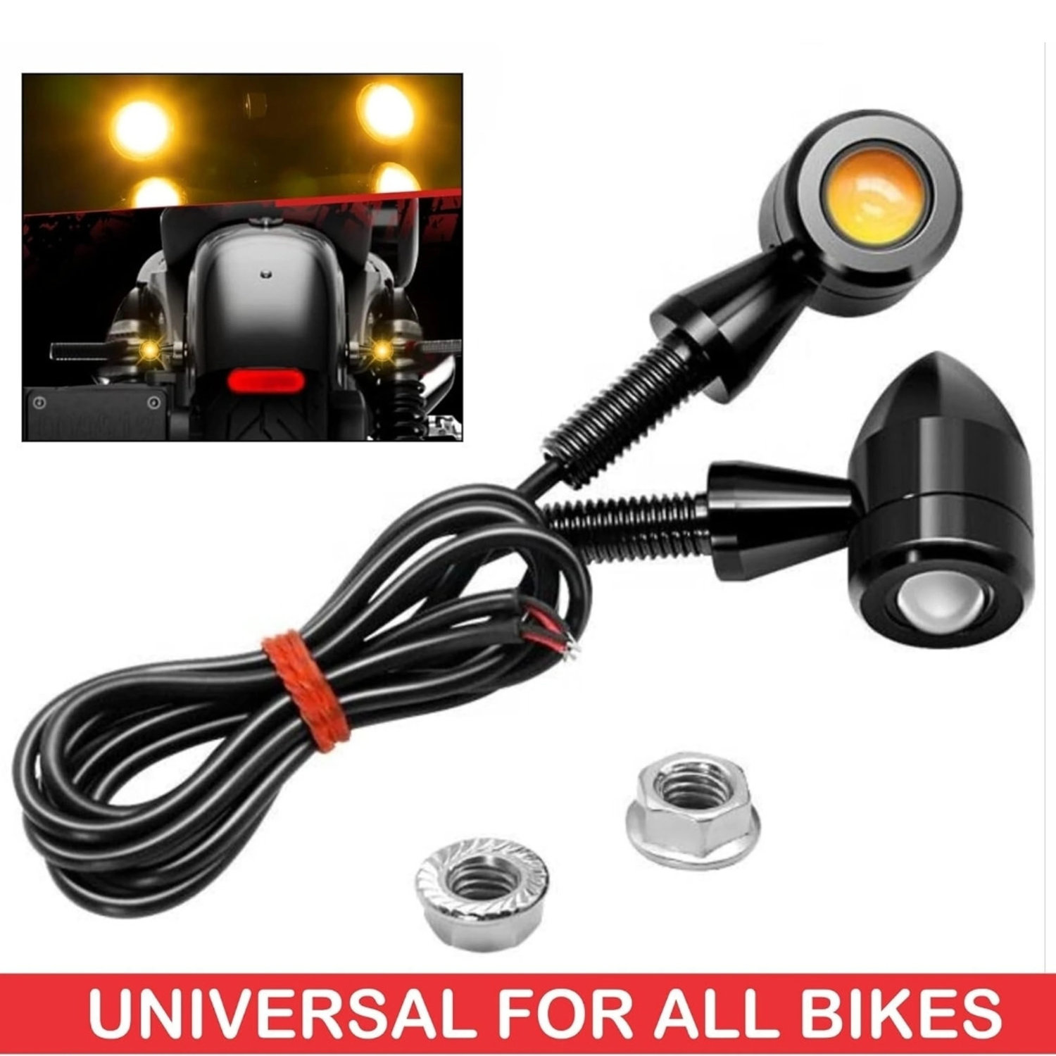 Side, Rear, Front Xenon Indicator Light for Universal For Bike, Bullet, Bajaj, Hero Duke 180, Splendor Plus, Duke 190, Pulsar 150 AS, Classic 350, Pulsar 150 (Orange)
