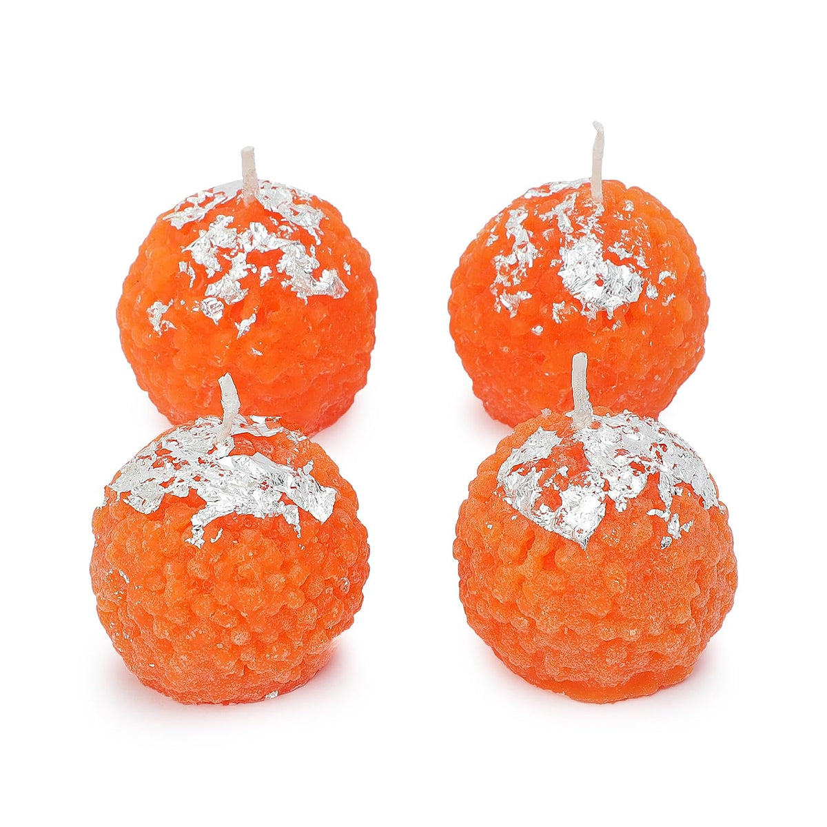 Laddoo: Traditional Motichoor Laddoo-Shaped Decorative Candles, Festive Mithai-Style Wax Candles for Diwali Décor & Gifting (Pack of 4)
