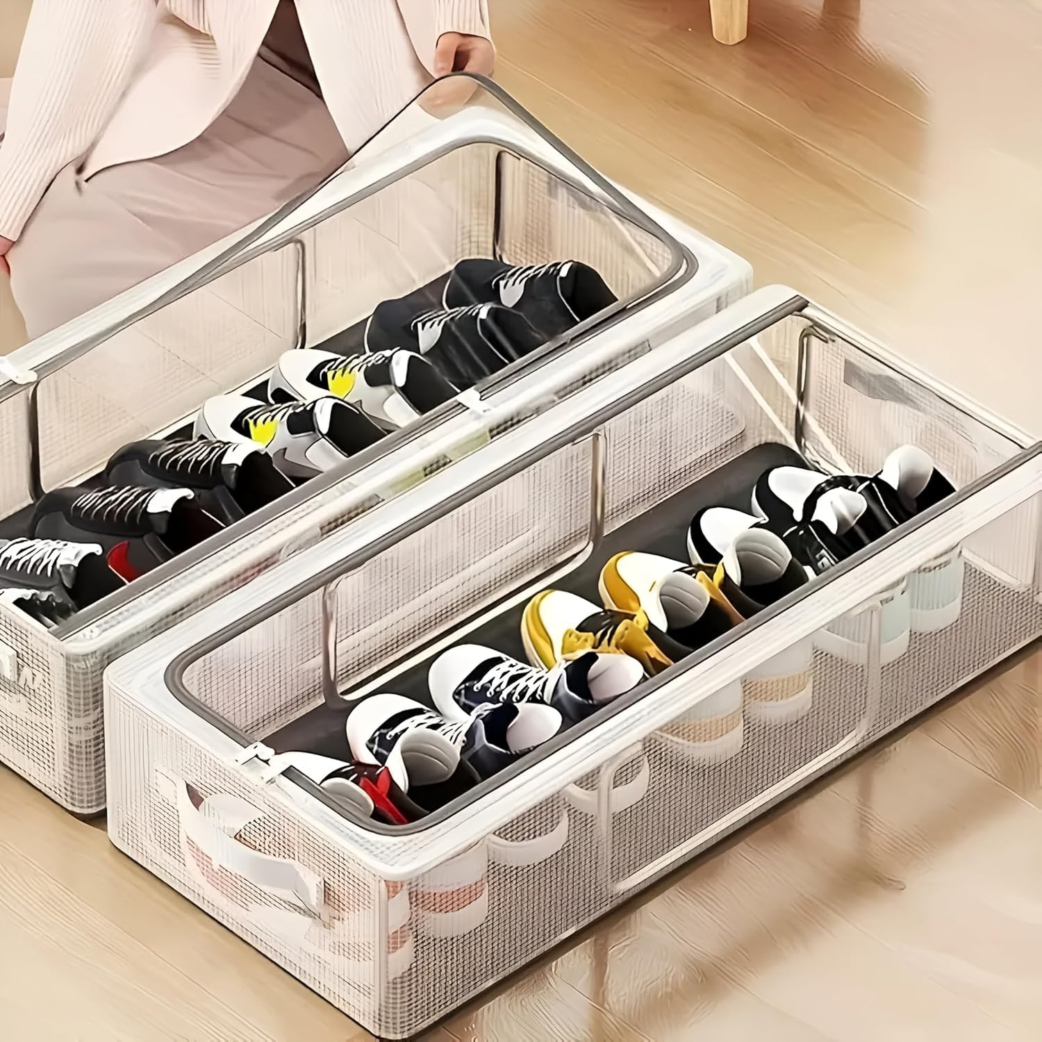 Boxxy: Stackable Transparent Shoe Organizer Boxes for Closet & Sneaker Storage, Foldable Shoe Containers for Space-Saving Home Organization