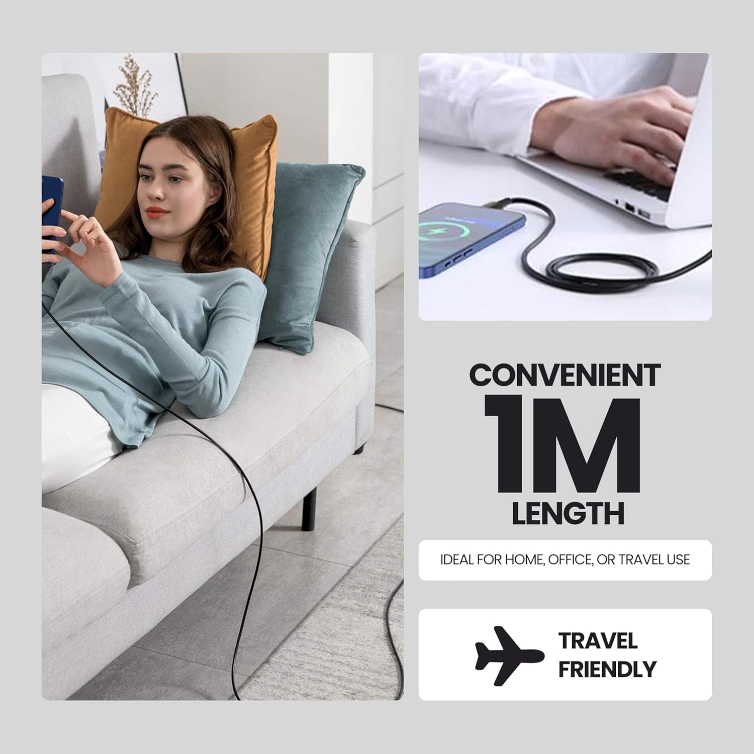Nextech Sync & Charge USB-C to 8 Pin Cable, Fast Charging & Data Transfer, Compatible with iPhone, iPad, Android Devices