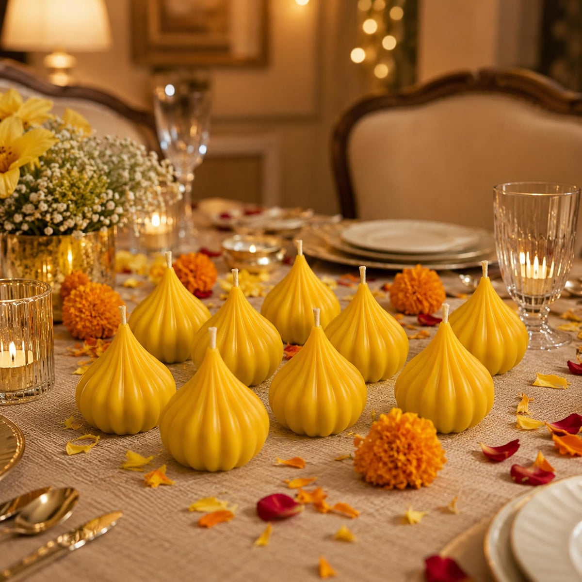 Modak: Traditional Modak-Shaped Decorative Candles with Indian Mithai Design for Ganesh Chaturthi, Diwali, Pooja, Home Décor & Festive Gifting (Pack of 6)
