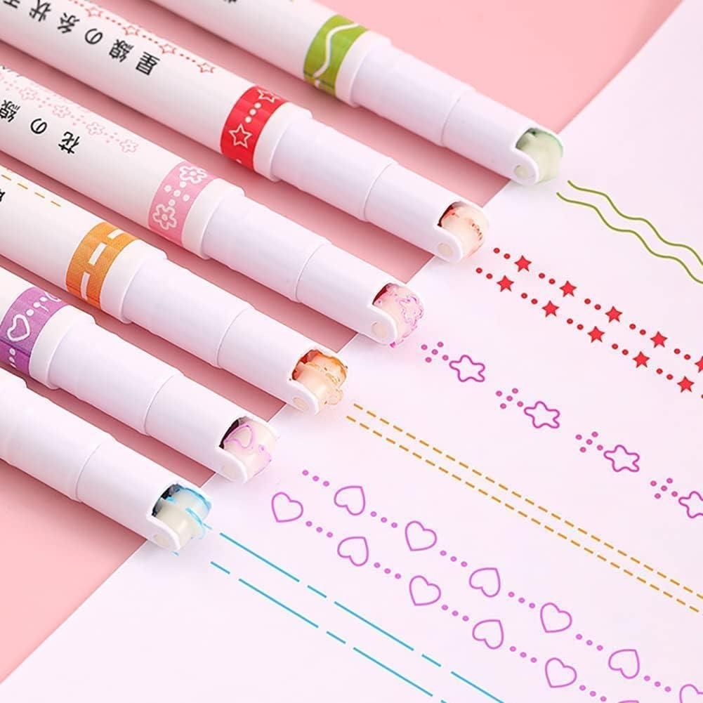 Doodle: 6 Roller Highlighter & Outline Sticker Pens – Magic Border Markers for Scrapbooking, Art & Stationery