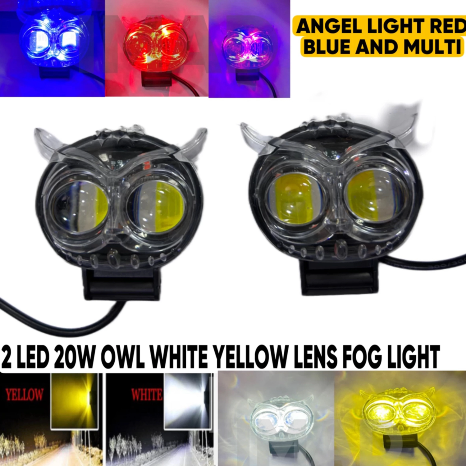 Owl led light (pack of 2 pc) for universal all bikes and cars Fog Lamp Motorbike LED (12 V, 20 W) (Universal For Bike, Pack of 2)