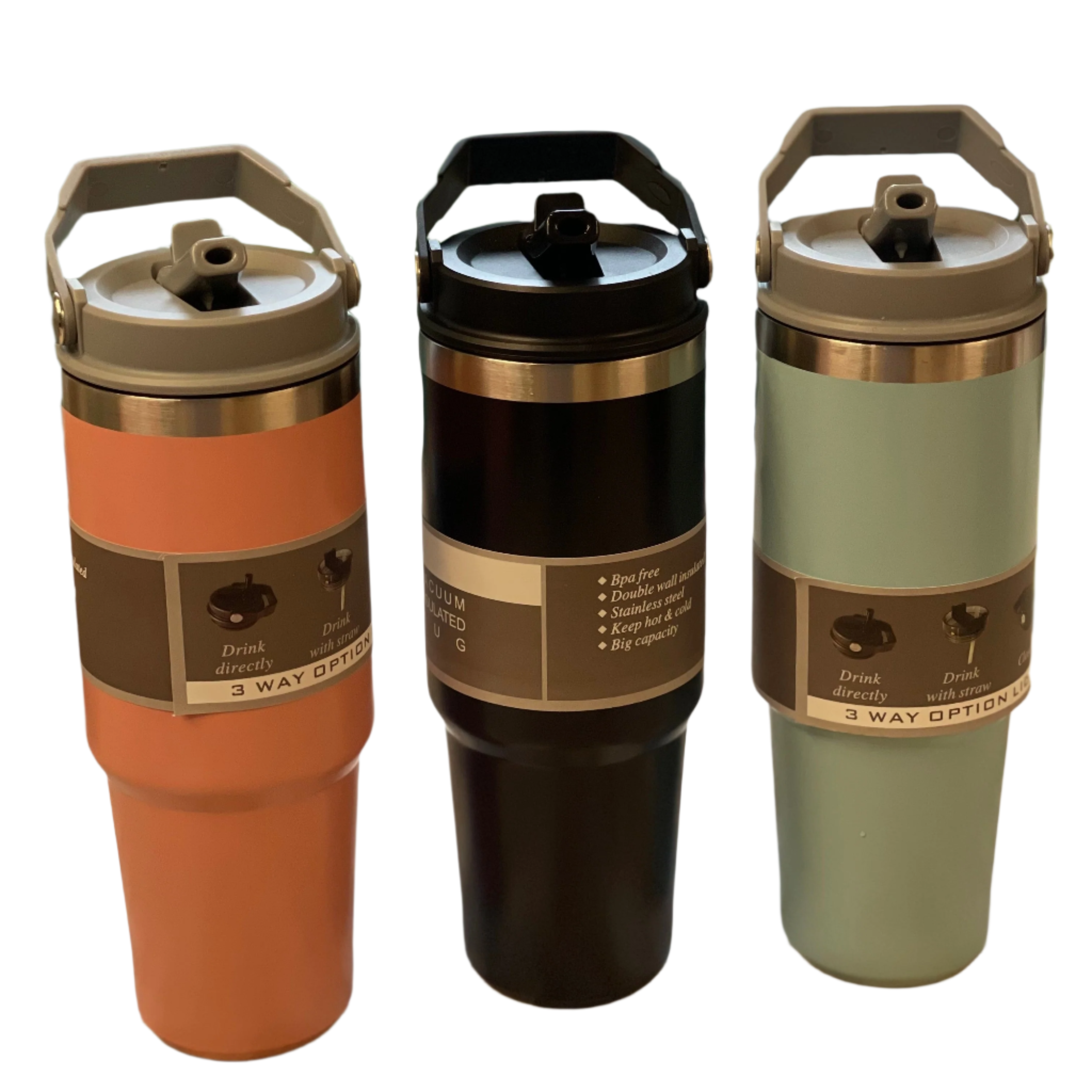 Stan: 900ml Leakproof & Insulated Stainless Steel Tumbler with Handle, Straw & Double-Wall Design for Hot & Cold Drinks