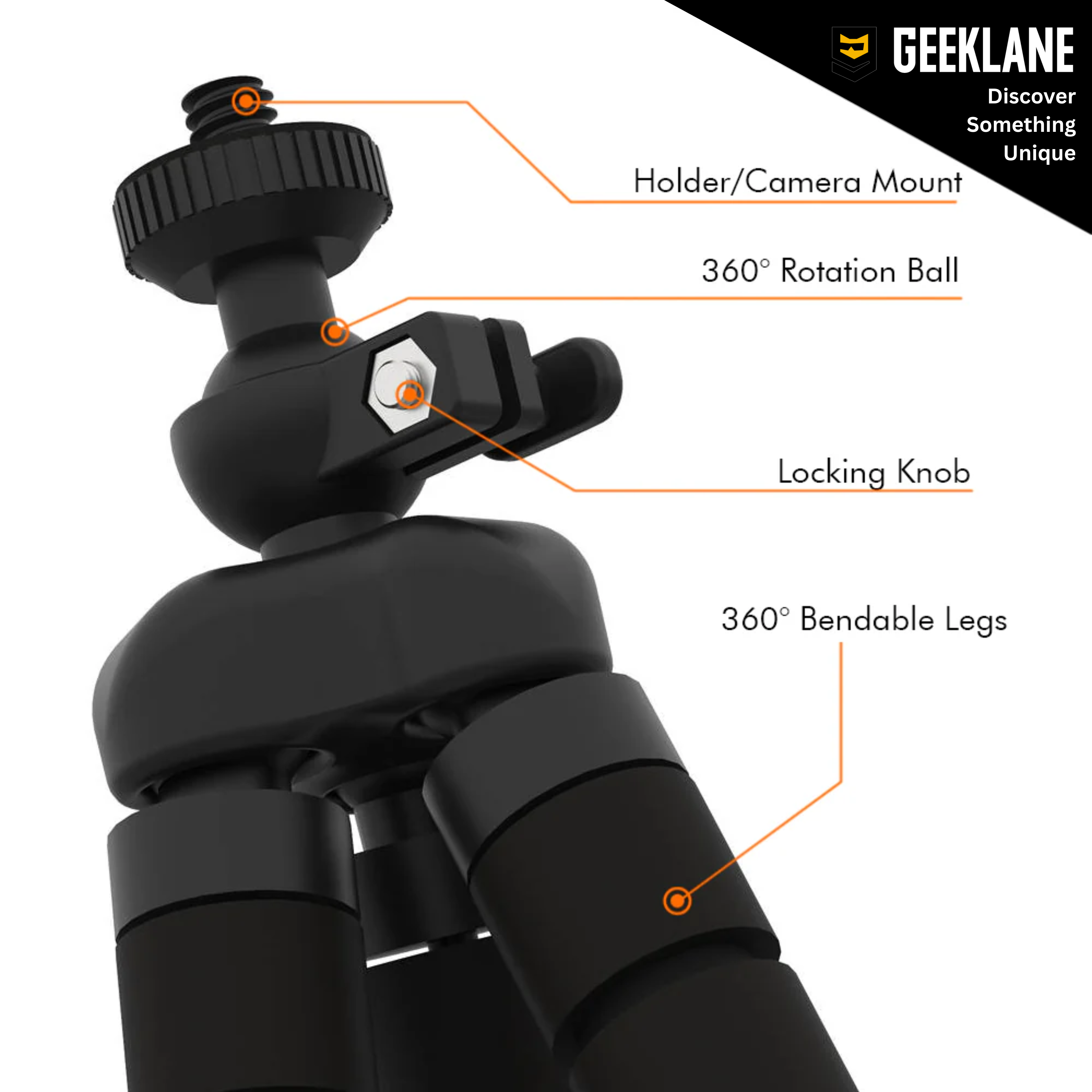 Flexpod: Flexible Mobile Tripod Stand with 360° Ball Head for Smartphones, Cameras & Vlogging