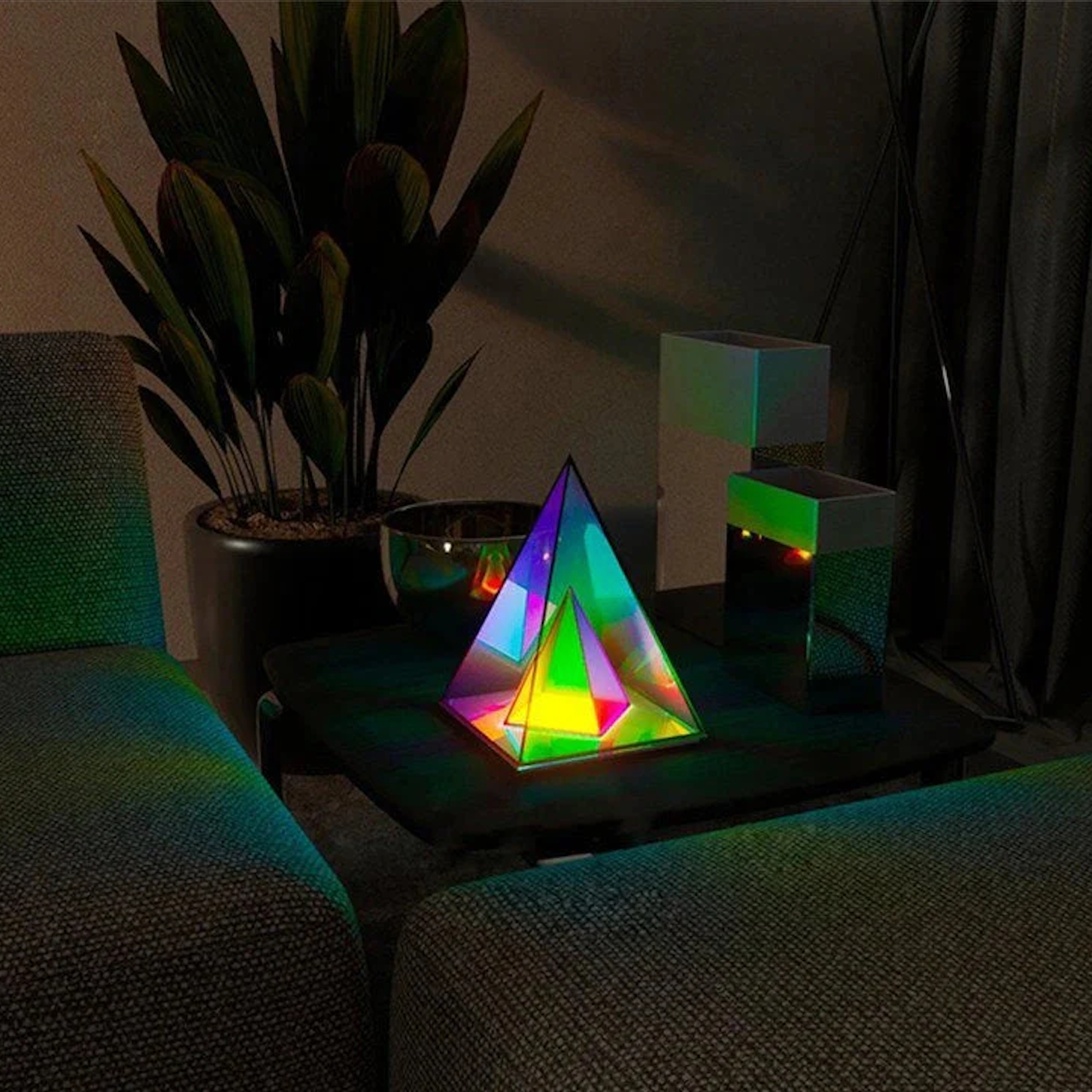 Floyd: 3D Acrylic RGB Prism Lamp with USB Power & Color-Changing Glow for Bedroom & Decorative Lighting