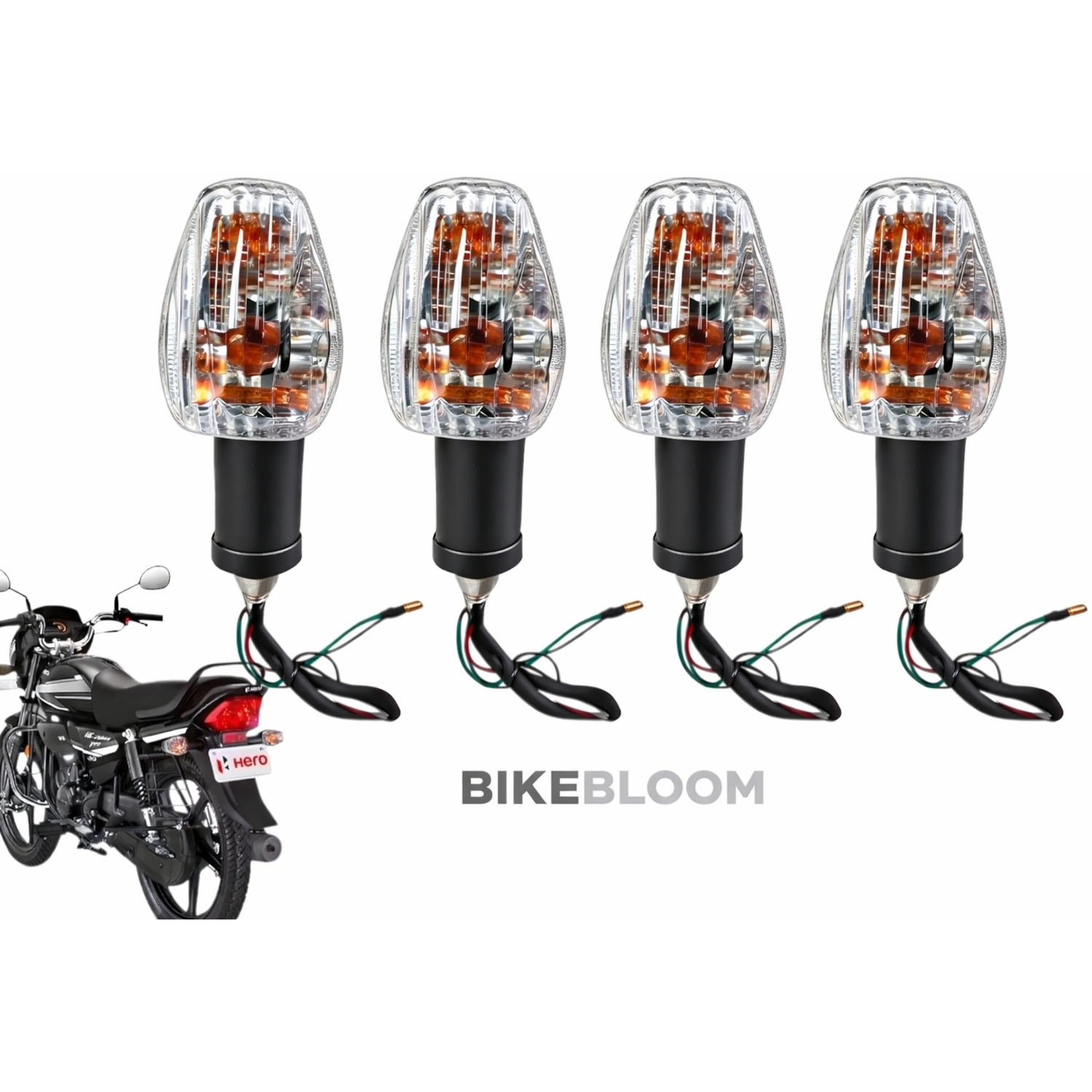 Side, Rear, Front Halogen Indicator Light for Hero HF Deluxe, Glamour (Orange)