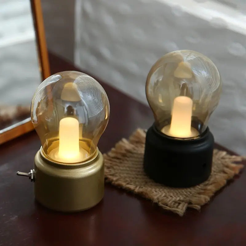 RetroGlow: Vintage-Style USB Rechargeable LED Bulb with Warm White Light for Night Lamp & Desk Décor