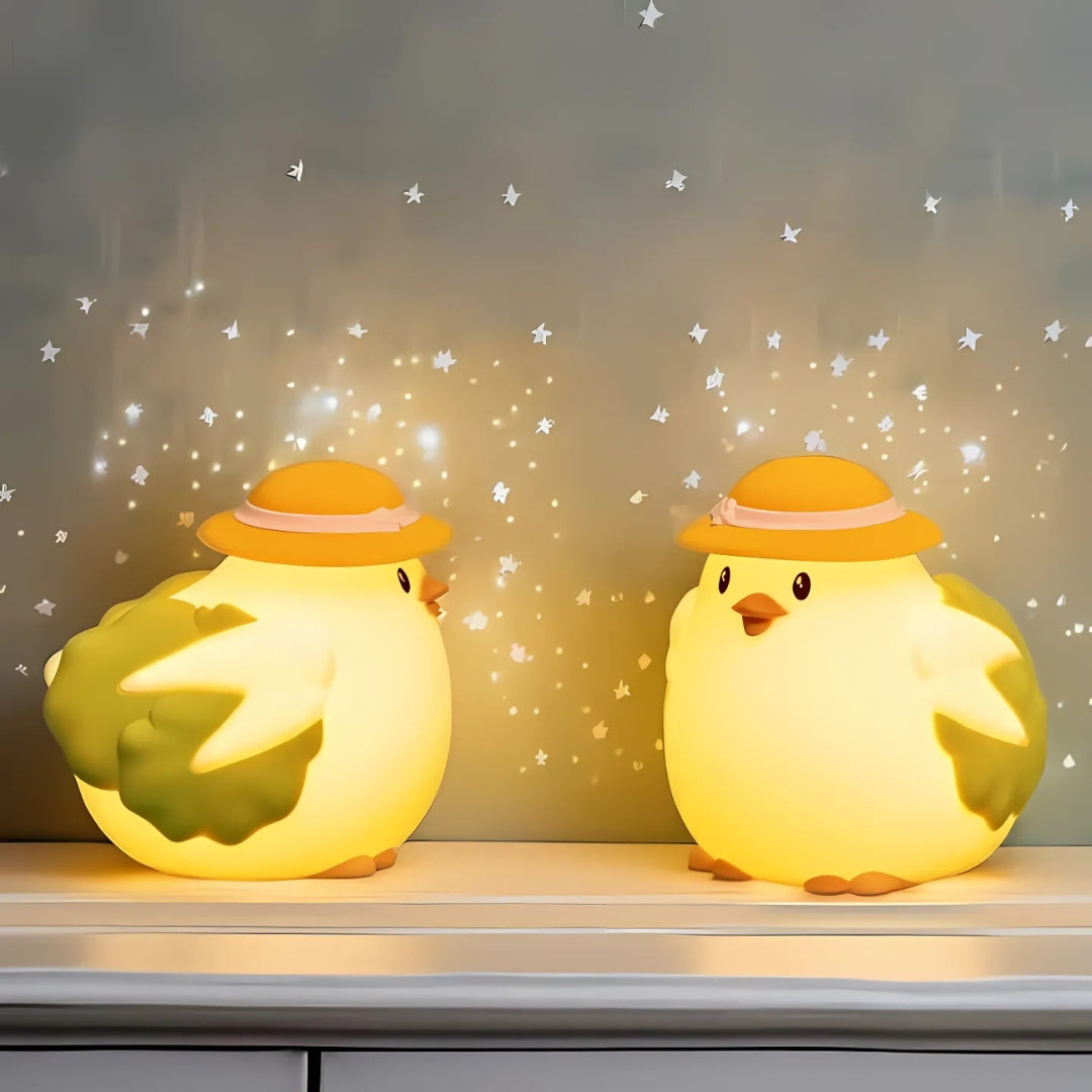 Chicklet: Cute Silicone Chicken & Lettuce RGB LED Night Lamp – Soft & Squishy Touch Light for Kids’ Bedroom, Nursery & Gifts