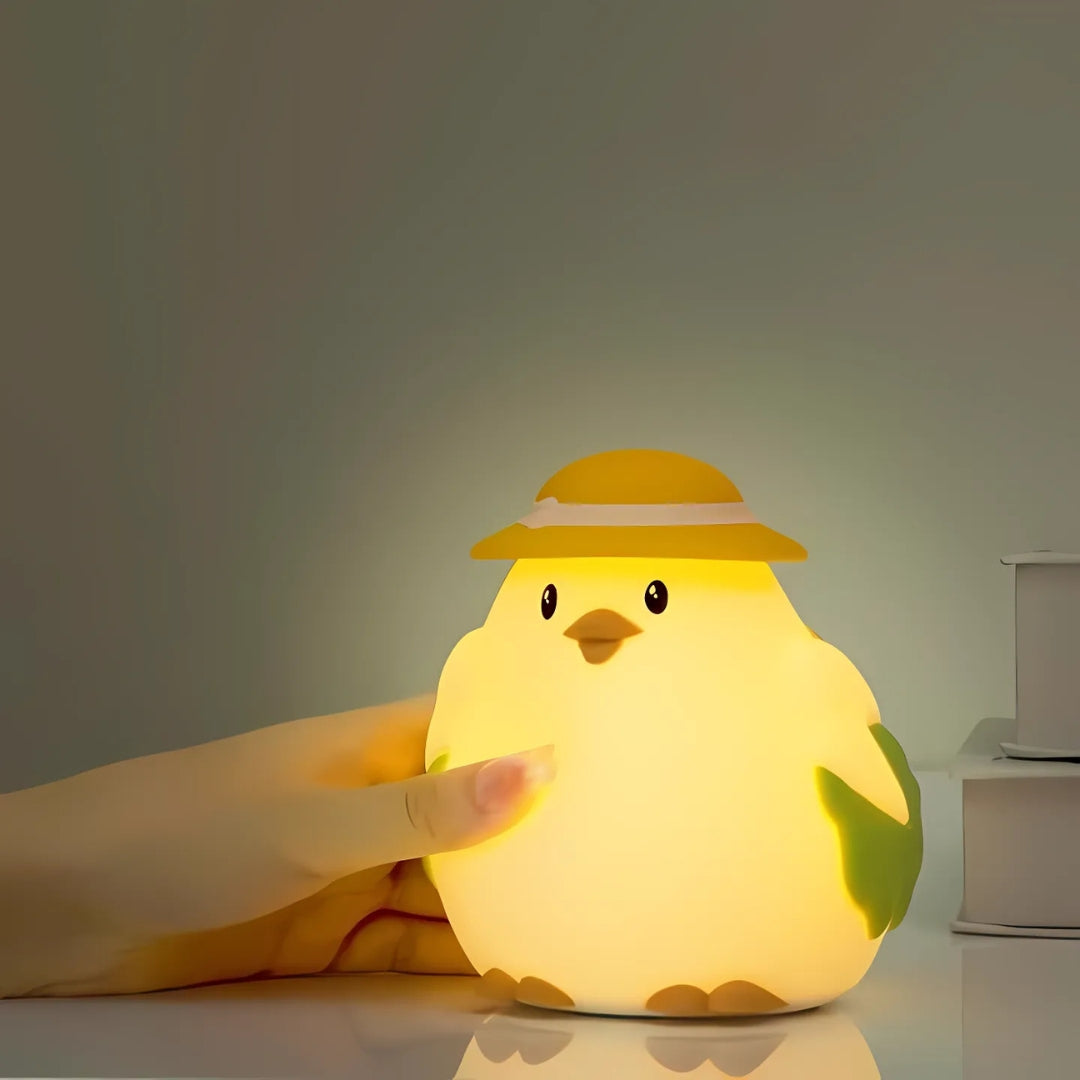 Chicklet: Cute Silicone Chicken & Lettuce RGB LED Night Lamp – Soft & Squishy Touch Light for Kids’ Bedroom, Nursery & Gifts