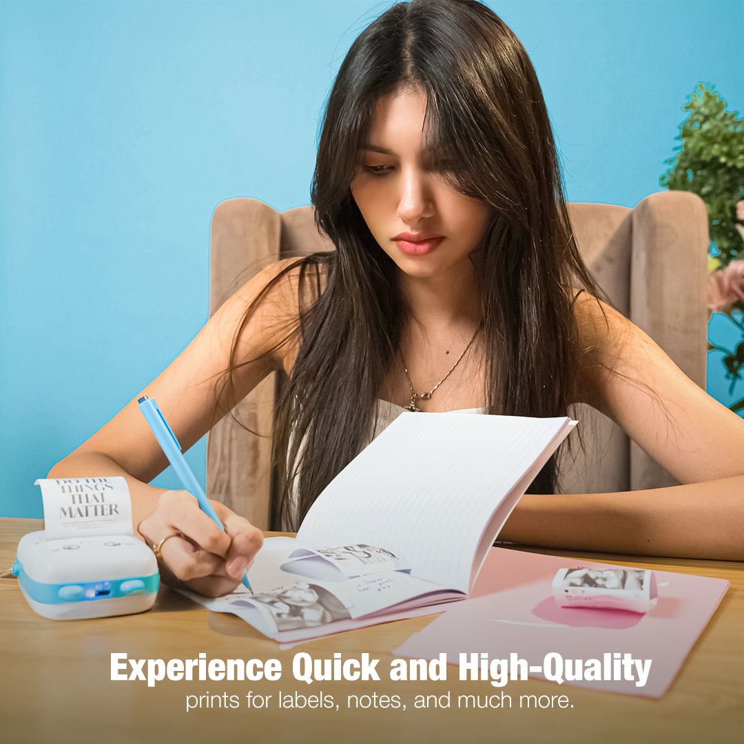 MiniPrint: Portable Bluetooth Thermal Printer with Ink-Free Printing for Labels, Photos & Notes (Android & iOS Compatible)