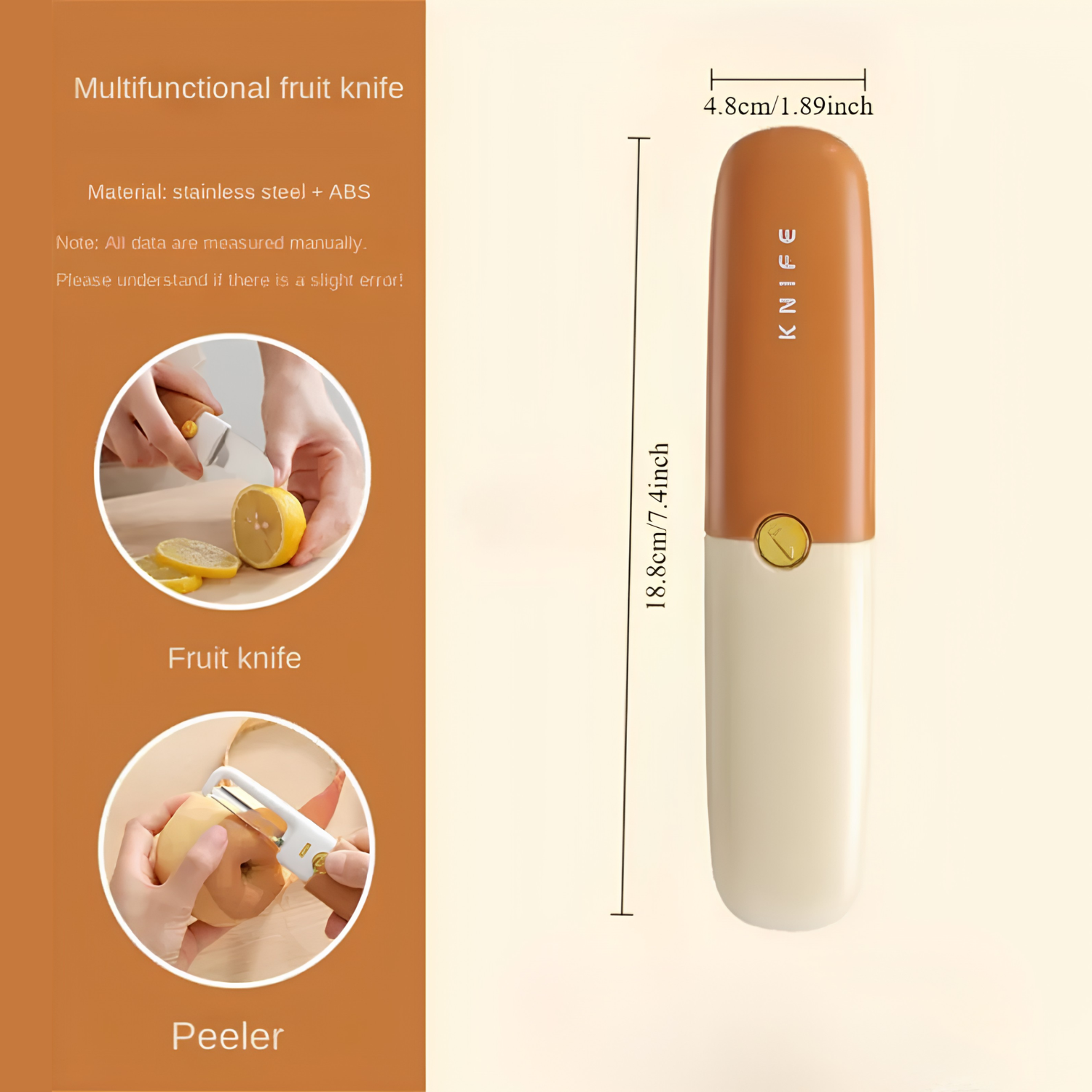 Peelzy: Foldable 2-in-1 Peeler & Knife for Fruits, Vegetables & Travel Use – Portable Stainless Steel Folding Cutter with Safety Cover