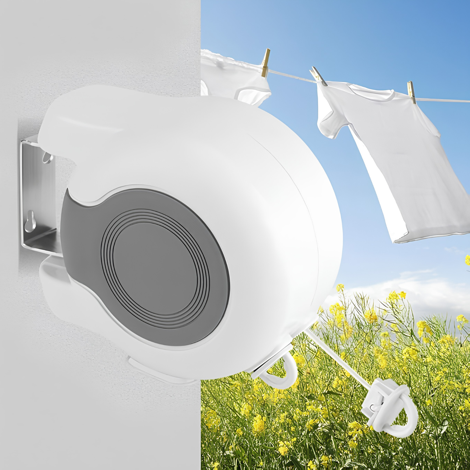 Retracto: Retractable Wall-Mounted Clothesline for Indoor & Outdoor Drying, Heavy Duty Adjustable Double Laundry Line for Wet & Dry Clothes